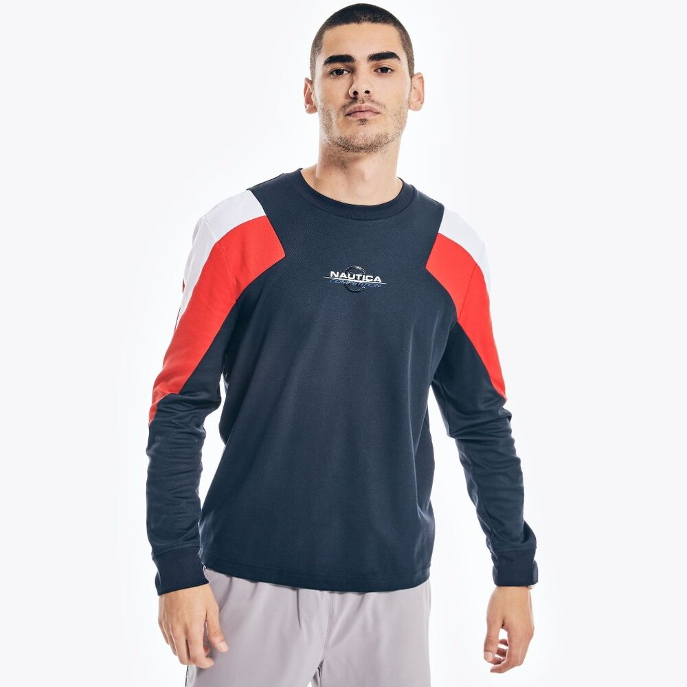 Nautica Competition Crafted Graphic Long-sleeve T-shirt in navy - Size Small